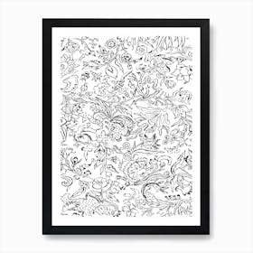 Japanese Florals Line Art Print