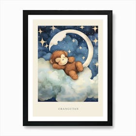 Baby Orangutan 2 Sleeping In The Clouds Nursery Poster Art Print