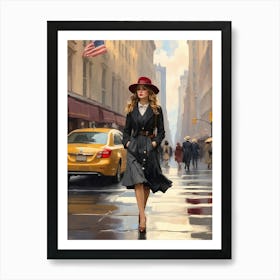 New York Early 20th Century Walking Girl Art Print