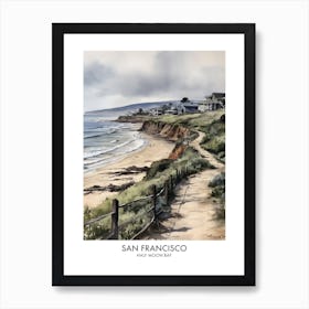 Half Moon Bay, San Francisco 1 Watercolor Travel Poster Art Print