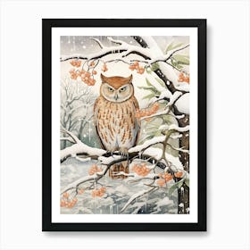 Winter Bird Painting Eastern Screech Owl 1 Art Print