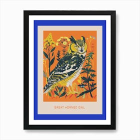 Spring Birds Poster Great Horned Owl 2 Art Print