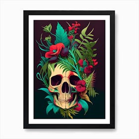 Skull With Pop Art 1 Influences Botanical Art Print