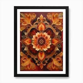 Distinctive boho art.Golden Harvest Mandala.6 Art Print