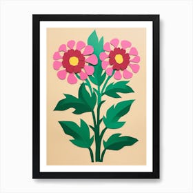 Cut Out Style Flower Art Asters 4 Art Print