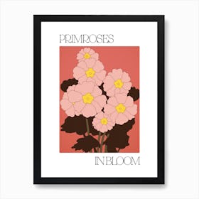 Primroses In Bloom Flowers Bold Illustration 2 Art Print