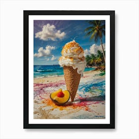 Ice Cream Cone On The Beach 1 Art Print