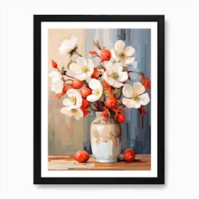 Anemone Flower And Peaches Still Life Painting 2 Dreamy Art Print