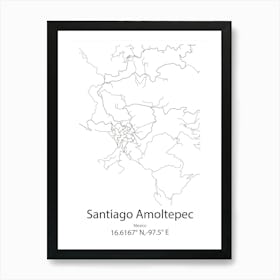 Santiago,Mexico Minimalist Map Art Print