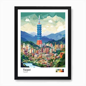 Taipei,Taiwan, Geometric Illustration 4 Poster Art Print