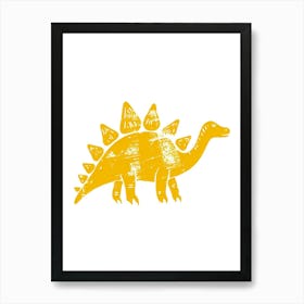 Mustard Stegosarus Silhouette Art Print