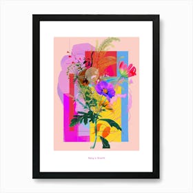 Baby S Breath 4 Neon Flower Collage Poster Art Print