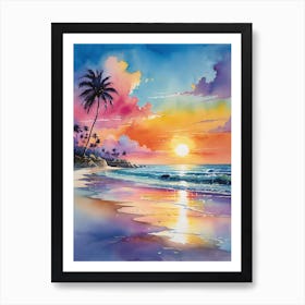 Sunset On The Beach 614 Art Print