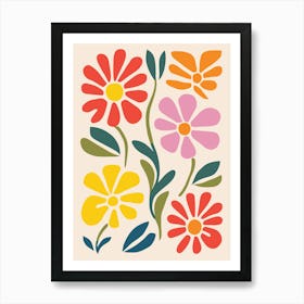 Flowers On A White Background Art Print