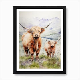 Two Curious Highland Cows 2 Art Print