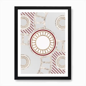 Geometric Abstract Glyph in Festive Gold Silver and Red n.0061 Art Print