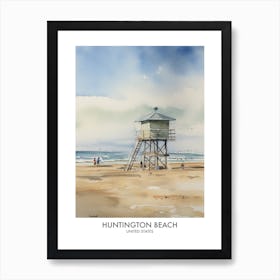 Huntington Beach 2 Watercolour Travel Poster Art Print