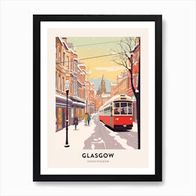 Vintage Winter Travel Poster Glasgow United Kingdom 2 Art Print