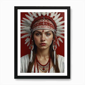 Portrait Of A Beautiful Native American Woman Art Print