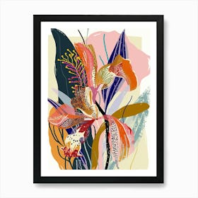 Colourful Flower Illustration Monkey Orchid 1 Art Print