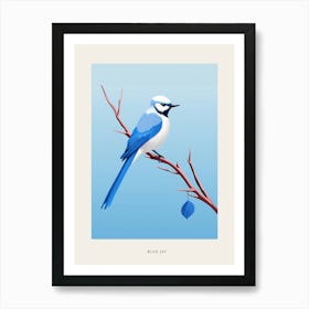 Minimalist Blue Jay 2 Bird Poster Art Print