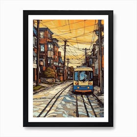 Painting Of Toronto Canada In The Style Of Line Art 3 Art Print