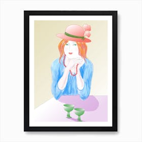 Illustration Of A Woman In A Hat Art Print