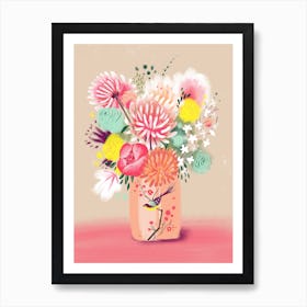 Bouquet In Bird Vase Art Print