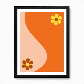 Yin And Yang Retro Abstract Flower Art Print