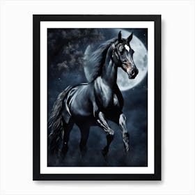 Horse In The Moonlight 6 Art Print