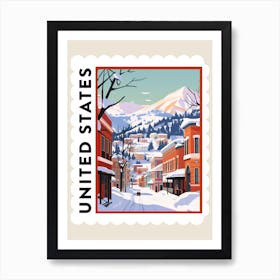 Retro Winter Stamp Poster Aspen Colorado Art Print