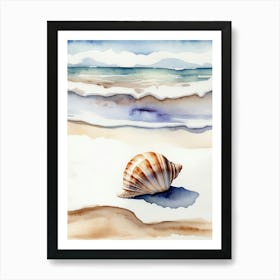 Seashell on the beach, watercolor painting 7 Art Print