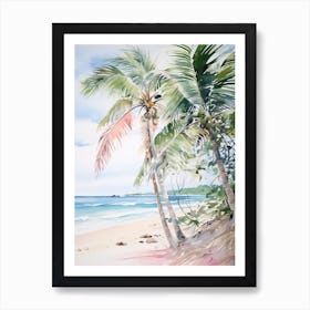 Watercolor Painting Of Flamenco Beach, Culebra Puerto Rico 3 Art Print