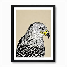 Golden Eagle Linocut Bird Art Print