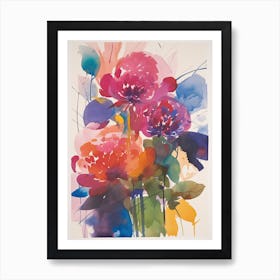 Peony Flower Illustration 1 Art Print