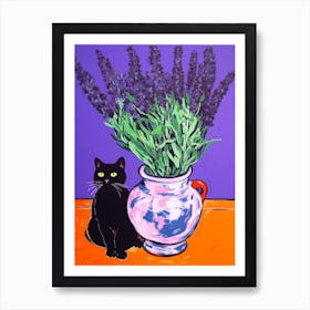 Lavender With A Cat 4 Pop Art  Art Print