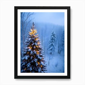 Christmas Tree In The Snow 8 Art Print