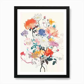 Chrysanthemum 3 Collage Flower Bouquet Art Print