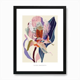 Colourful Flower Illustration Poster Globe Amaranth 2 Art Print