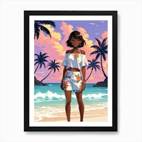 Girl On The Beach Art Print