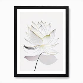 White Lotus Abstract Line Drawing 2 Art Print