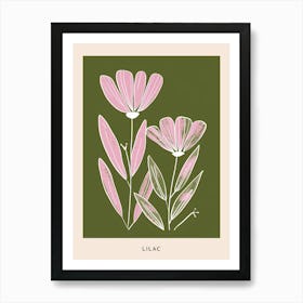 Pink & Green Lilac 2 Flower Poster Art Print