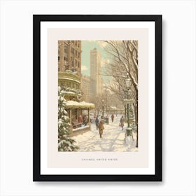 Vintage Winter Poster Chicago Usa 2 Art Print