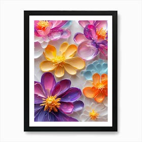 3D Acrylic Flower Art Art Print