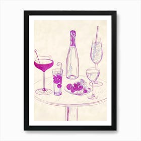 Table With Drinks Art Print