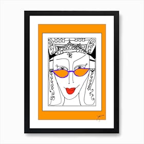 Fashion Sunglasses And Singing In The Kitchen Queens   Donna   Orange  by Jessica Stockwell  Art Print