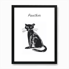 B&W Panther Poster Art Print