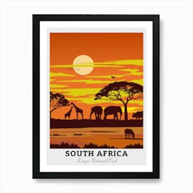 South Africa At Sunset Travel Art Print