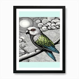 Orbit Parrot On A Branch Art Print