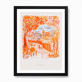 Siena Italy Orange Drawing Poster Art Print